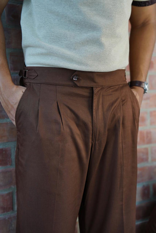 Mocha Pleated Gurkha Pants